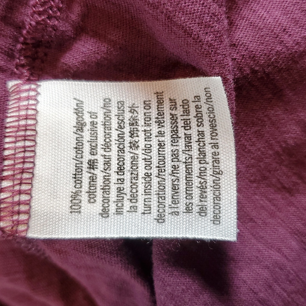 PINK Burgundy Cropped Long Sleeve T-Shirt Size L - Picture 6 of 6
